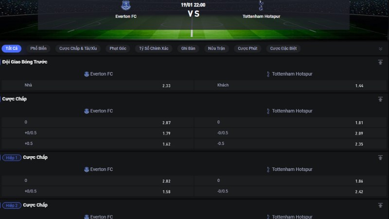 Everton vs Tottenham