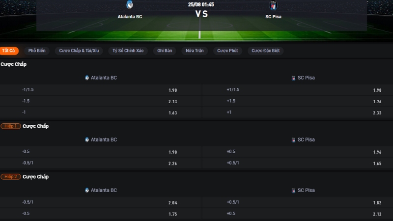Atalanta vs Pisa
